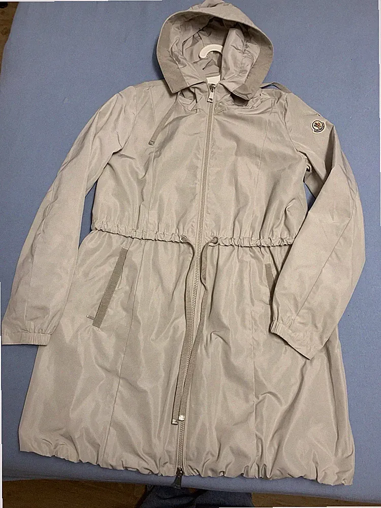 Moncler Mantel Topaz Gr. 1 Parka für Übergang Grau Damen