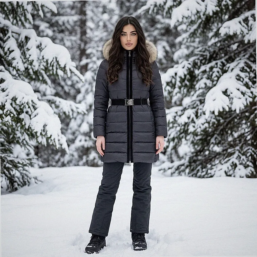 Moncler Nantesfur Daunenmantel mit Pelz schwarz Größe 0 - Gr. 34/36 bzw. XS/S