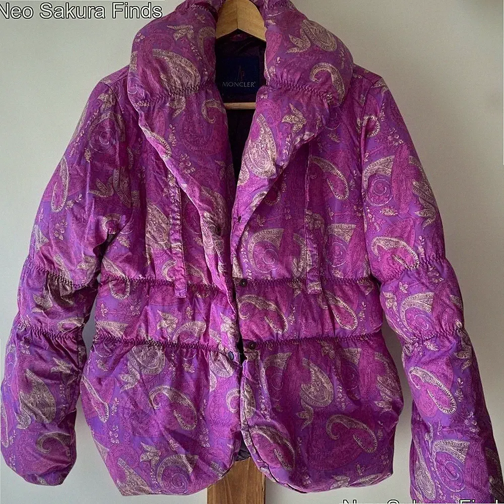 MONCLER Paisley Daunenjacke Blouson Damen Größe 1 Rosa Lila Mantel