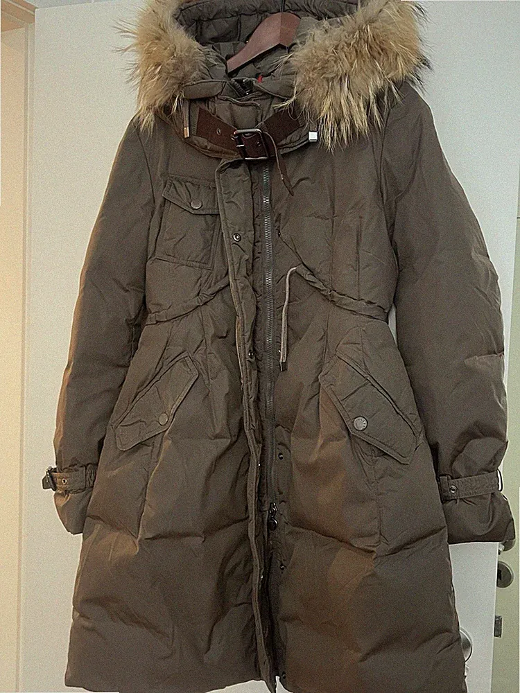 Moncler Phalangere Damen Daunenmantel mit Echtfell-Kapuze – sehr guter Zustand