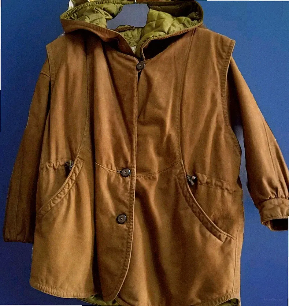 Montone Damen Nabuk: Kurzjacke mit Kapuze und langen Ärmeln