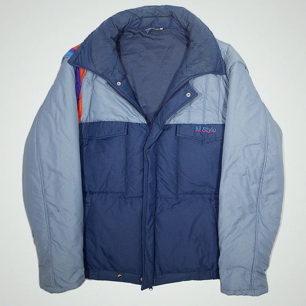 MSTYLE Herren Stepp Jacke Blau Größe M Daunen Polyamid