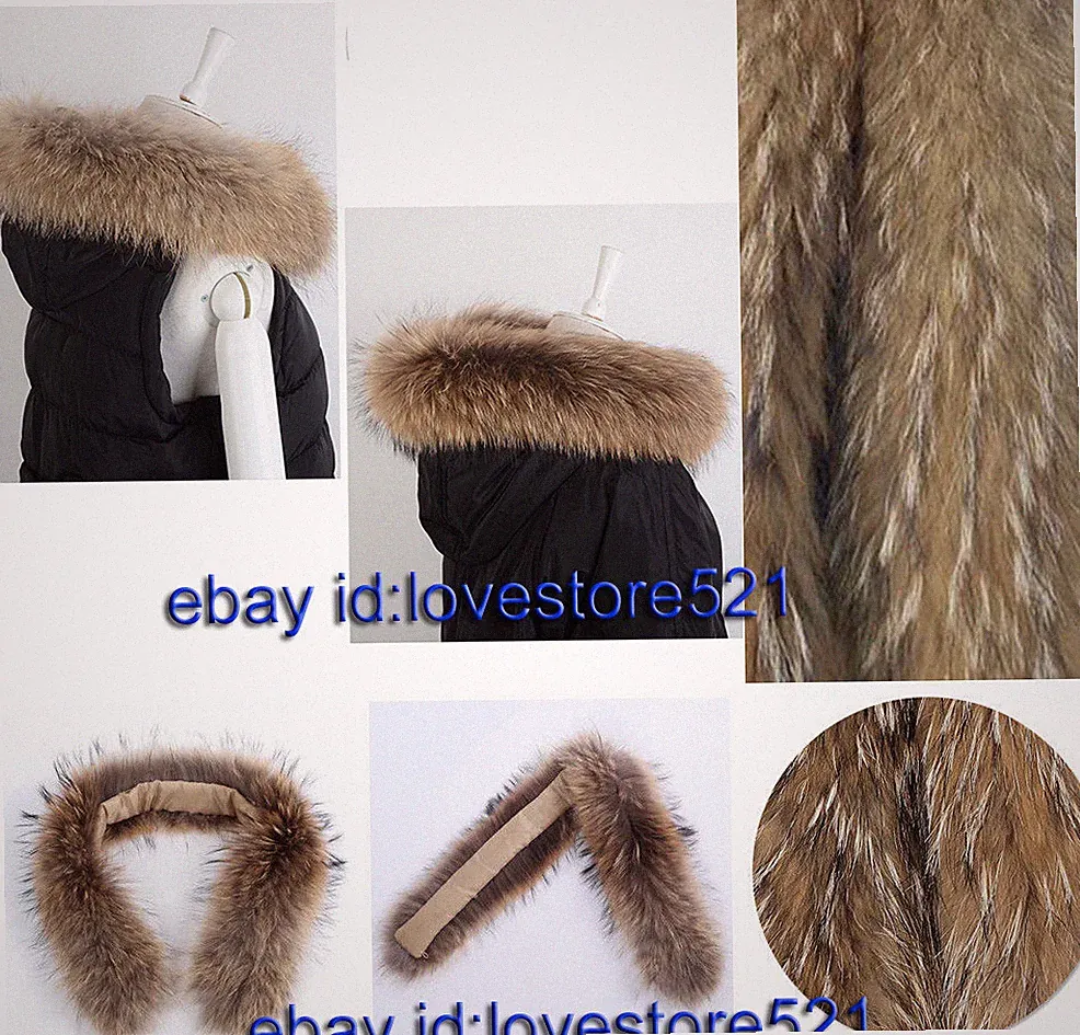 Natur Waschbär Kragen Pelzkragen 100% Echtpelz Scarves für Daunen jacke Mantel