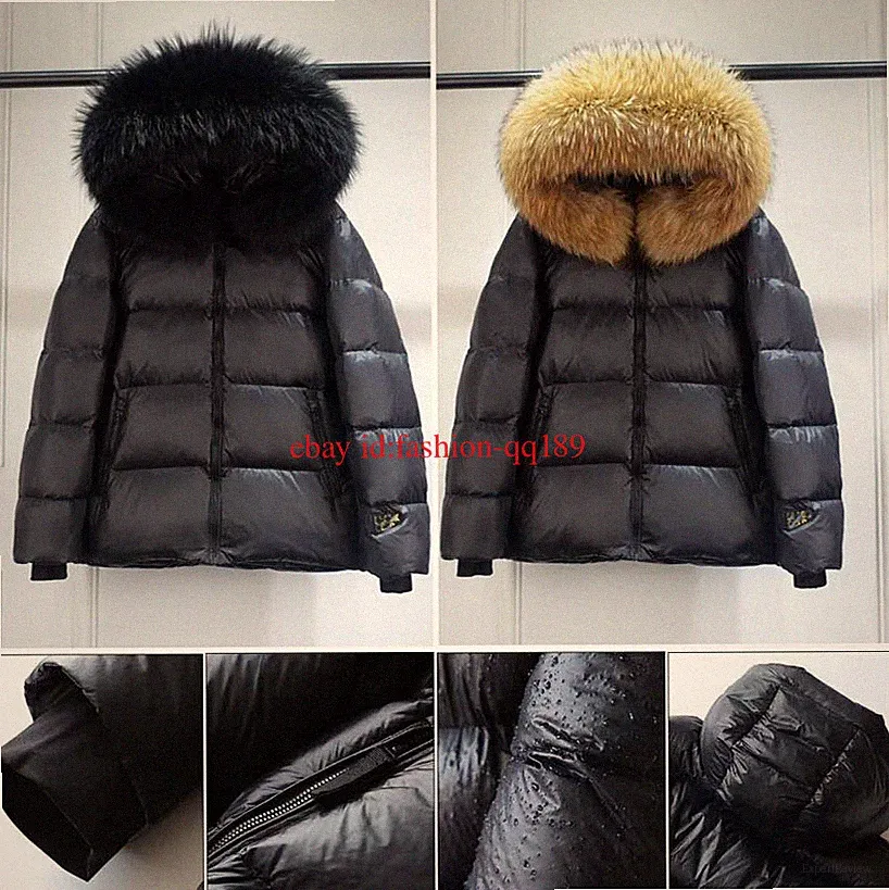 Neu Damen Locker winterjacke Daunen jacken 100% Echtpelz Pelzkragen Mantel parka