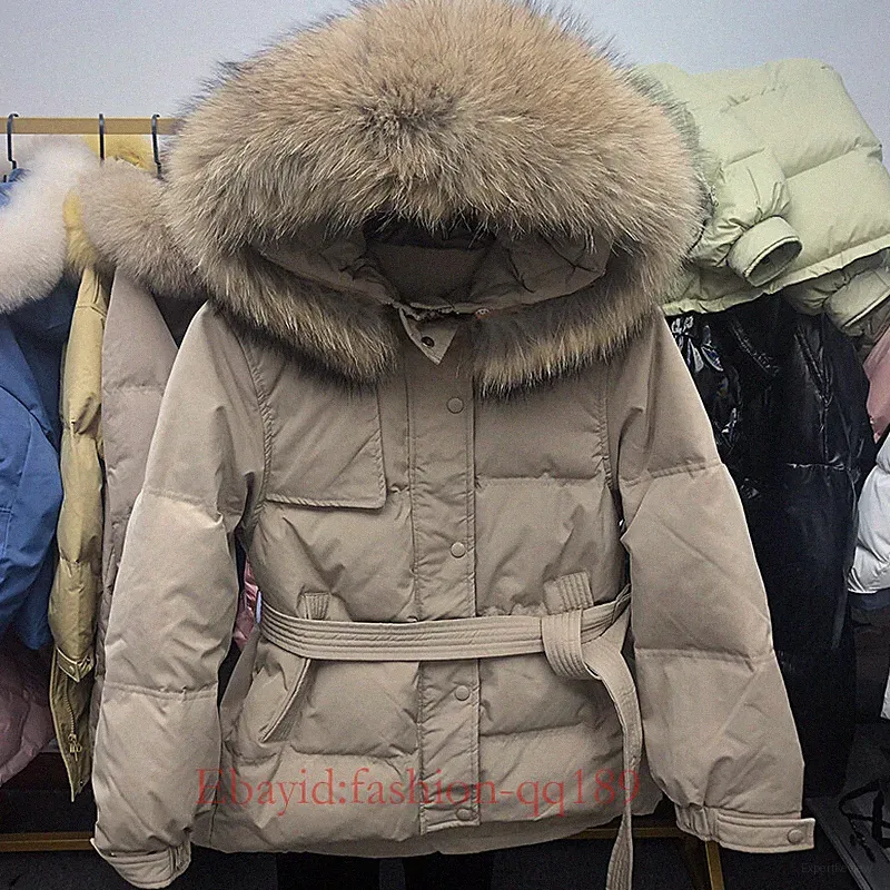 Neu Damen mantel Winter jacke 100% Echt Fellkragen Daunen jacke mäntel Parkas
