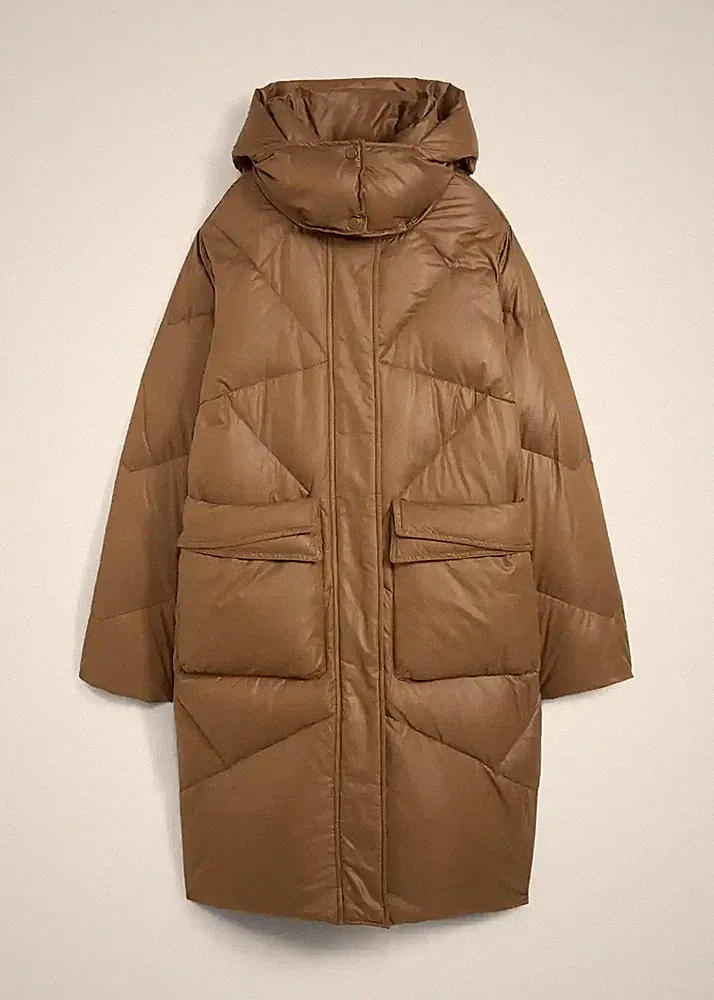 Neu Daunenmantel Gr. 42 Walnussbraun Damen Winterlich Mantel Parka Jacke