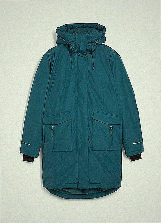 Neu Daunenmantel mit Kuschelfutter Gr. 38 Pfeffergrün Damen Kapuzen-Jacke