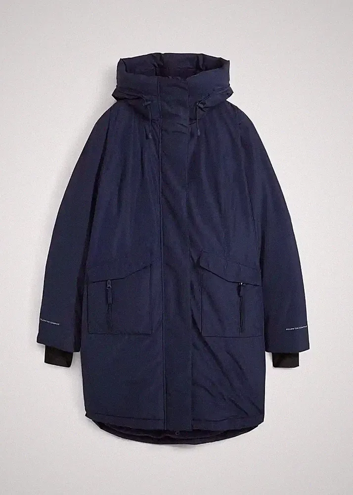 Neu Daunenmantel mit Kuschelfutter Gr. 42 Dunkelblau Damen Jacke Mantel Parka