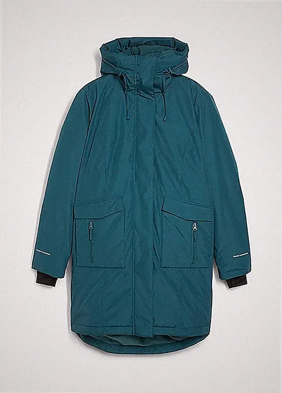 Neu Daunenmantel mit Kuschelfutter Gr. 42 Pfeffergrün Damen Kapuzen-Jacke