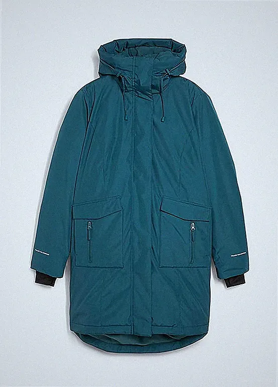 Neu Daunenmantel mit Kuschelfutter Gr. 44 Pfeffergrün Damen Kapuzen-Jacke