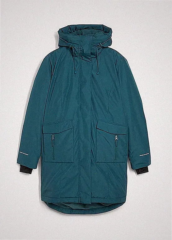 Neu Daunenmantel mit Kuschelfutter Gr. 44 Pfeffergrün Damen Kapuzen-Jacke