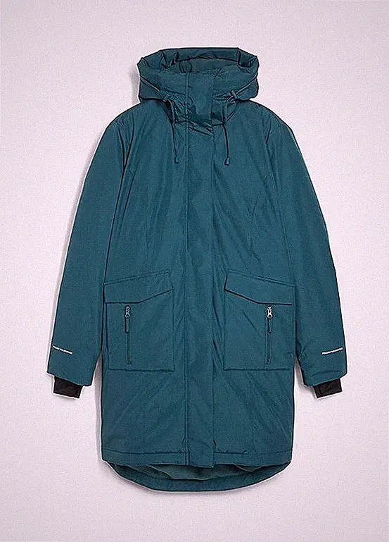 Neu Daunenmantel mit Kuschelfutter Gr. 46 Pfeffergrün Damen Kapuzen-Jacke