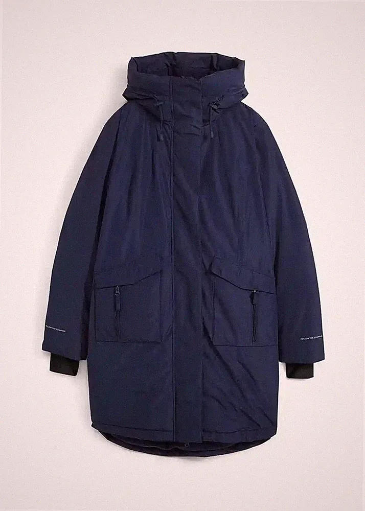 Neu Daunenmantel mit Kuschelfutter Gr. 52 Dunkelblau Damen Jacke Mantel Parka