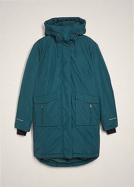 Neu Daunenmantel mit Kuschelfutter Gr. 52 Pfeffergrün Damen Kapuzen-Jacke