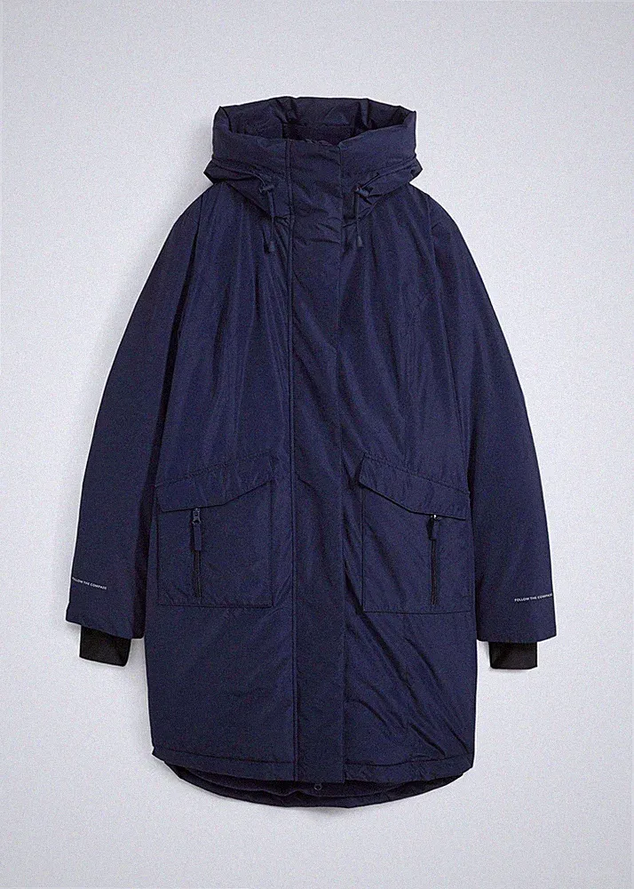 Neu Daunenmantel mit Kuschelfutter Gr. 54 Dunkelblau Damen Jacke Mantel Parka