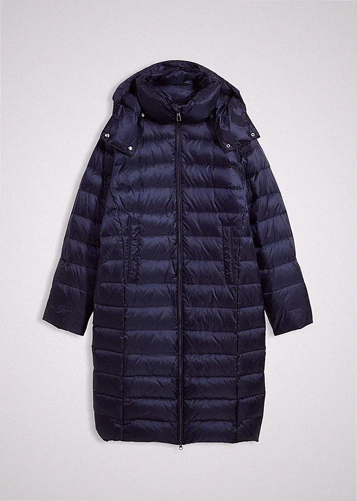 Neu Daunenmantel mit recycelten Daunen Gr. 38 Dunkelblau Damen-Mantel Jacke