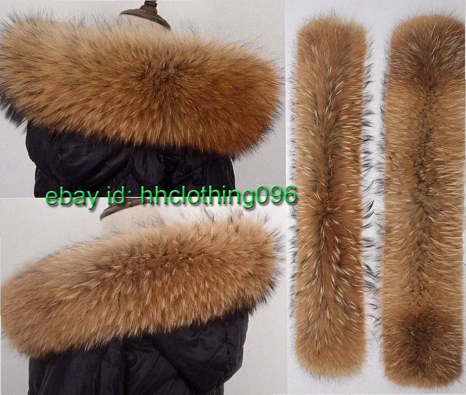 Neu Genuine Waschbär Echtfell Kragen Echtpelz F Winter Daunen jacke mäntel Parka