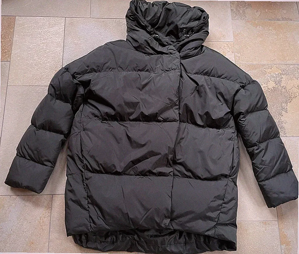 NEU Mango Oversize Daunen Jacke Mantel Khaki Grün Schalkragen Hoher Kragen M