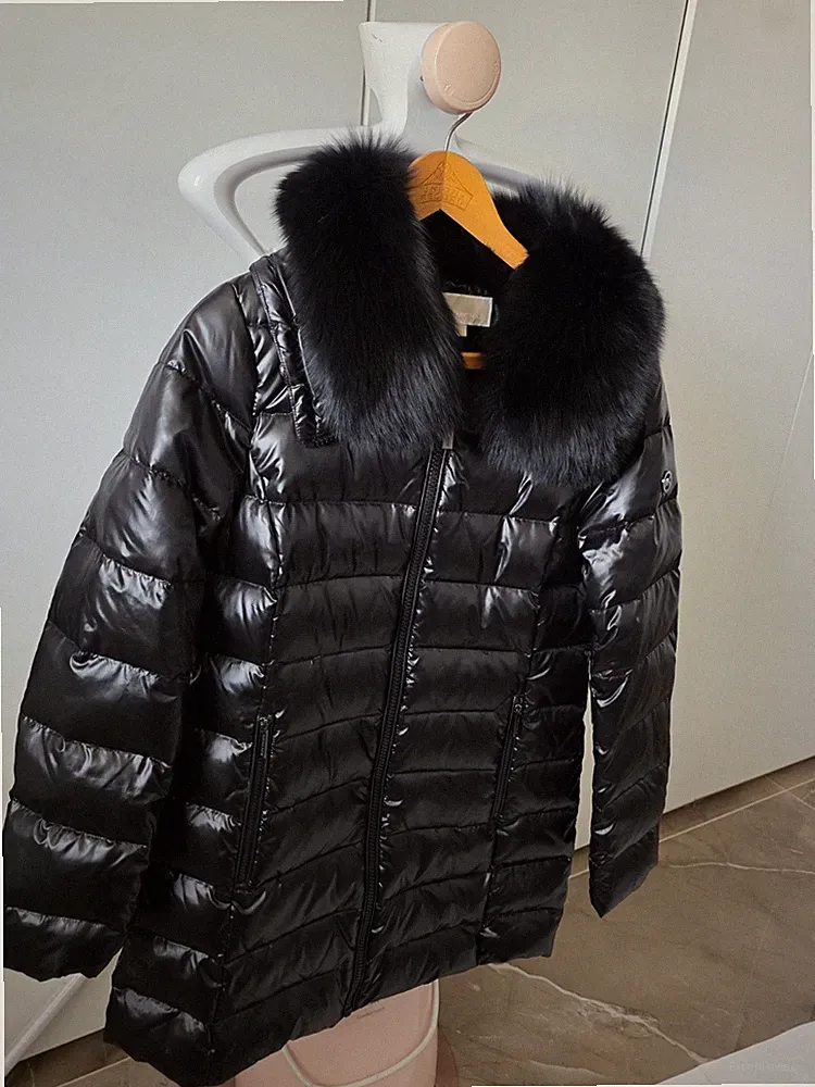 Neu Michael Kors Daunenjacke Damen M Schwarz Echtpelz Fuchs Winterjacke