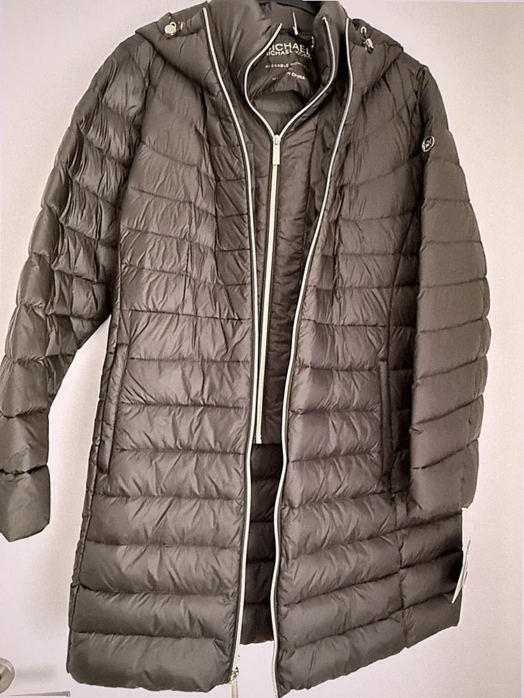 Neu mit Etikett - Michael Kors Packable Daunenmantel Dark Olive, XXL