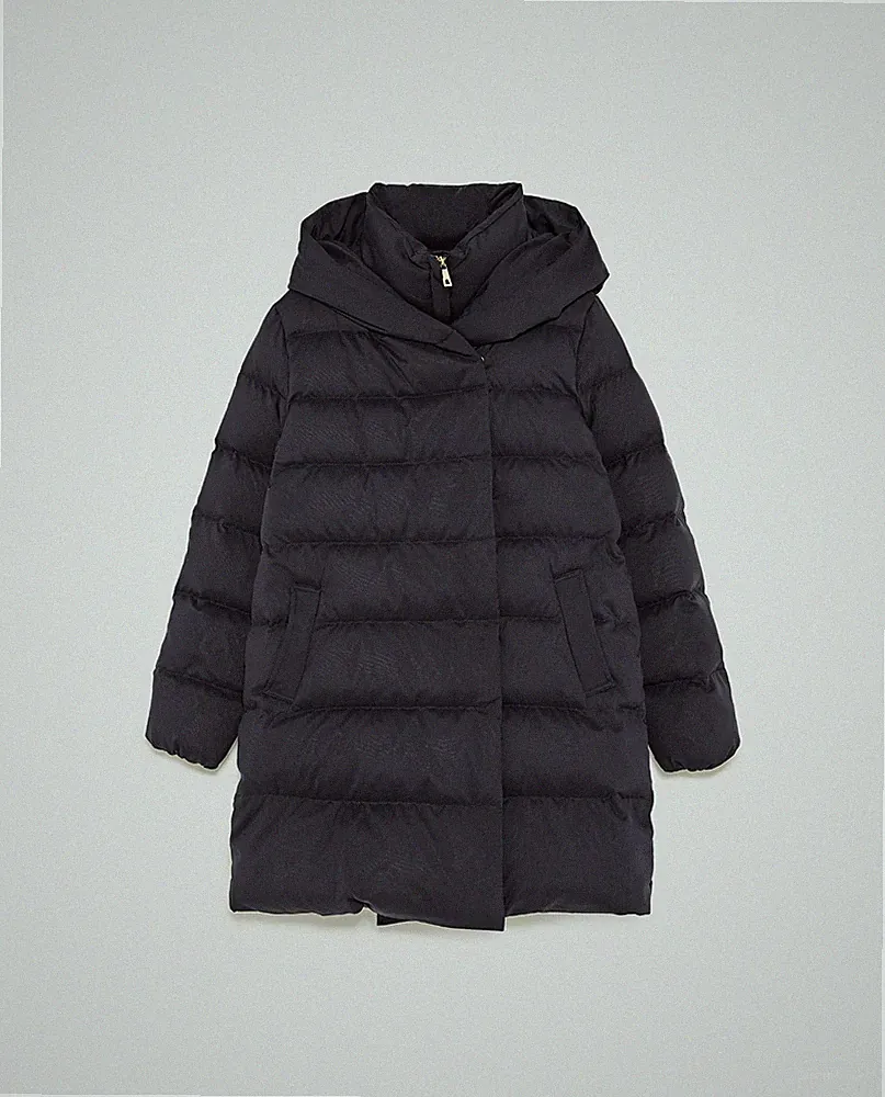 Neu ZARA BASIC leichter und warmer Daunenmantel Gr.M / Down Long Coat Hoodjacket