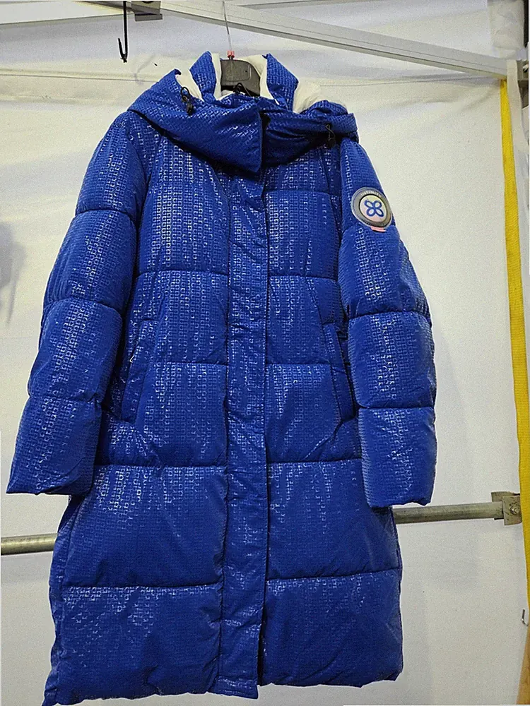 Neue Daunen-Winterjacke Blau mit Kapuze Reißverschluß Passend Gr.38-44