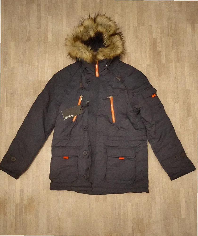 Newbestyle Winter Baumwolle Herren Wintermantel mit Pelzkragen