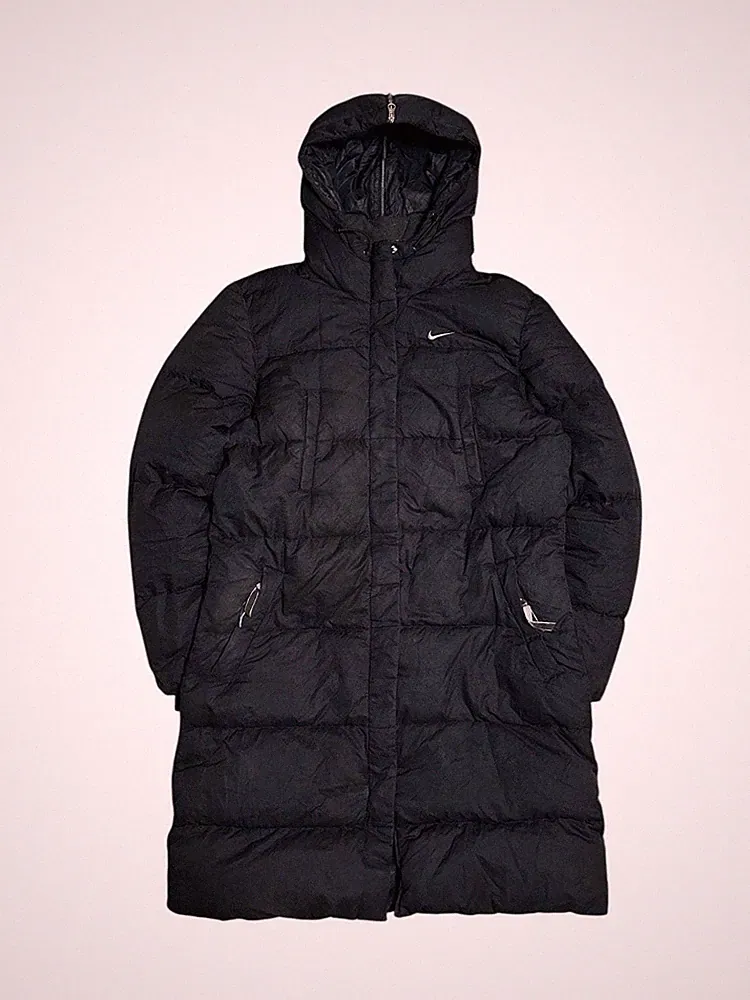 Nike Vintage Daunenjacke Damen Mantel Parka Lang Schwarz M