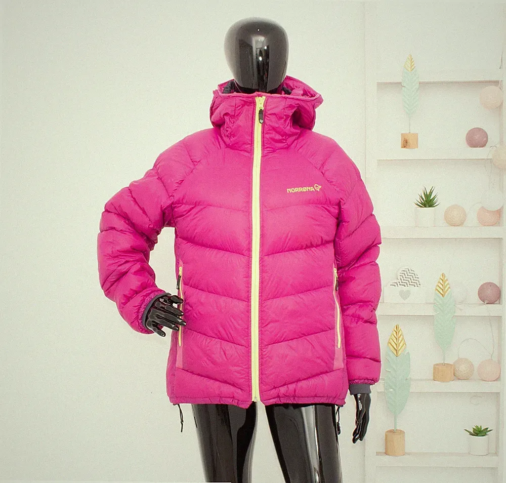 Norrona LYNGEN Down 750 Jacket Pink Hooded Puffer Ski Damen Wintermantel M
