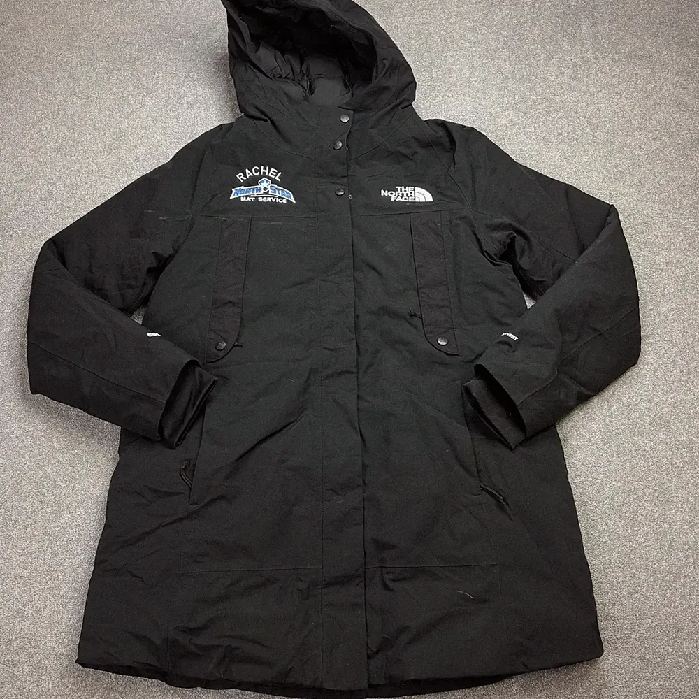 North Face Jacke Damen Large Schwarz 550 Dryvent Daunen Parka Kapuze Mantel L...