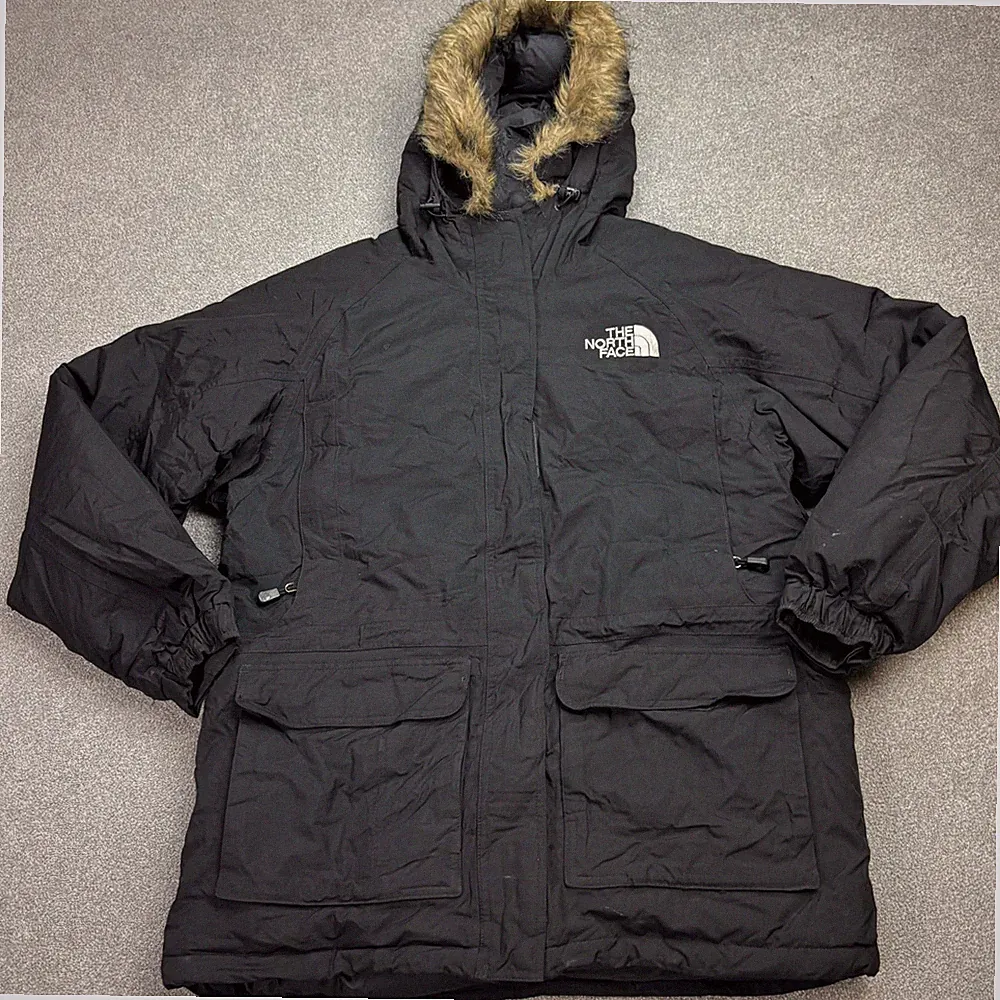 North Face Jacke Damen Large Schwarz Gänsedaunen Artic Parka Kapuze Mantel...