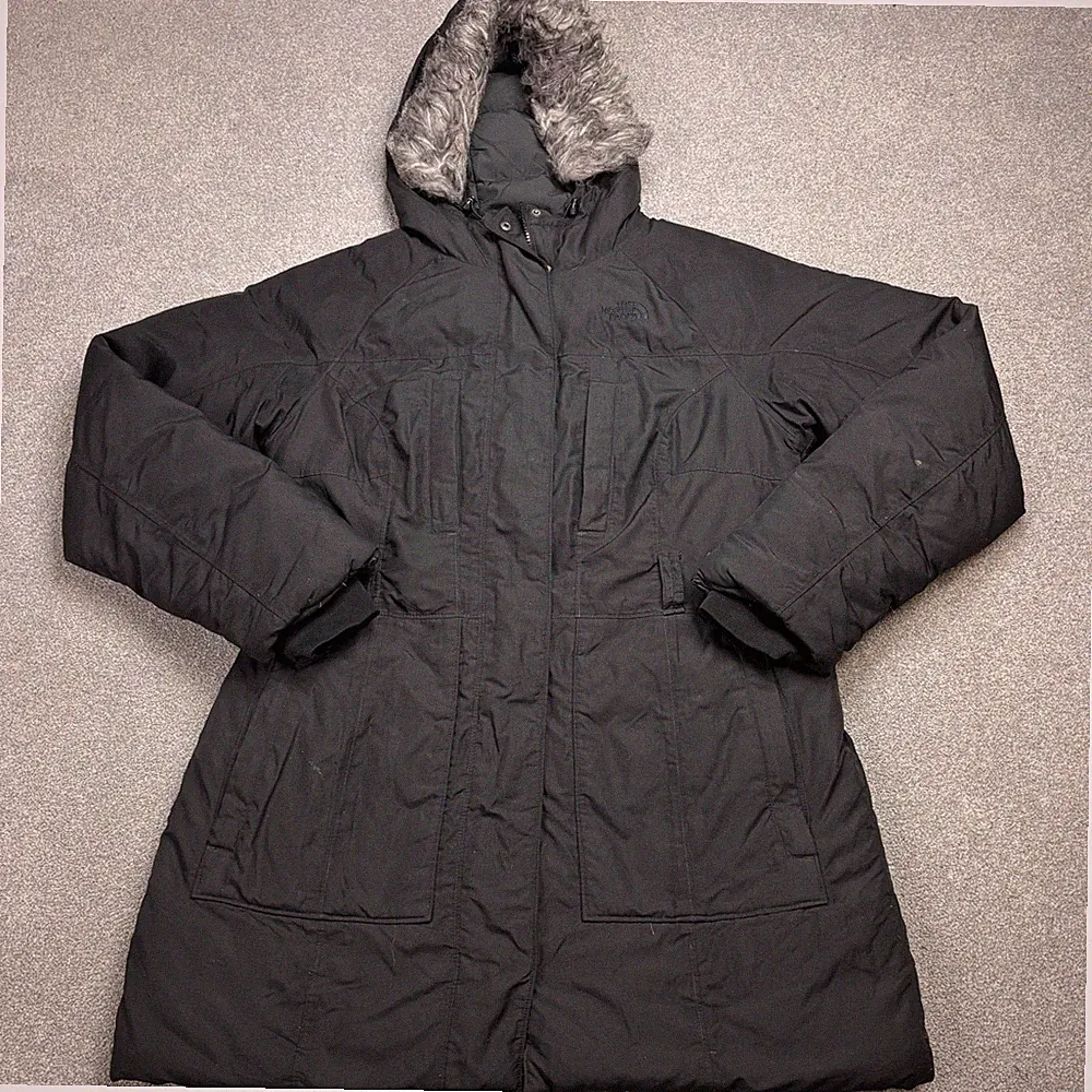 North Face Jacke Damen Large schwarz Gänsedaunen Hyvent Parka Kapuze Mantel L...