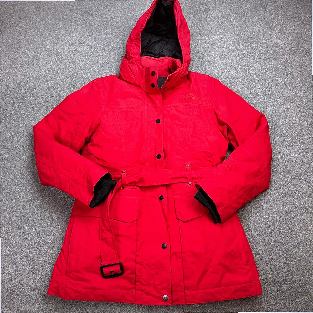 North Face Jacke Damen Medium Rot Gänsedaunen Hyvent Parka Kapuze Mantel Lady*