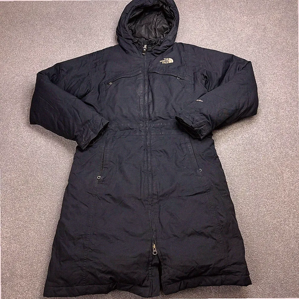 North Face Jacke Damen Medium Schwarz Gänsedaunen Hyvent Parka Kapuze Mantel...
