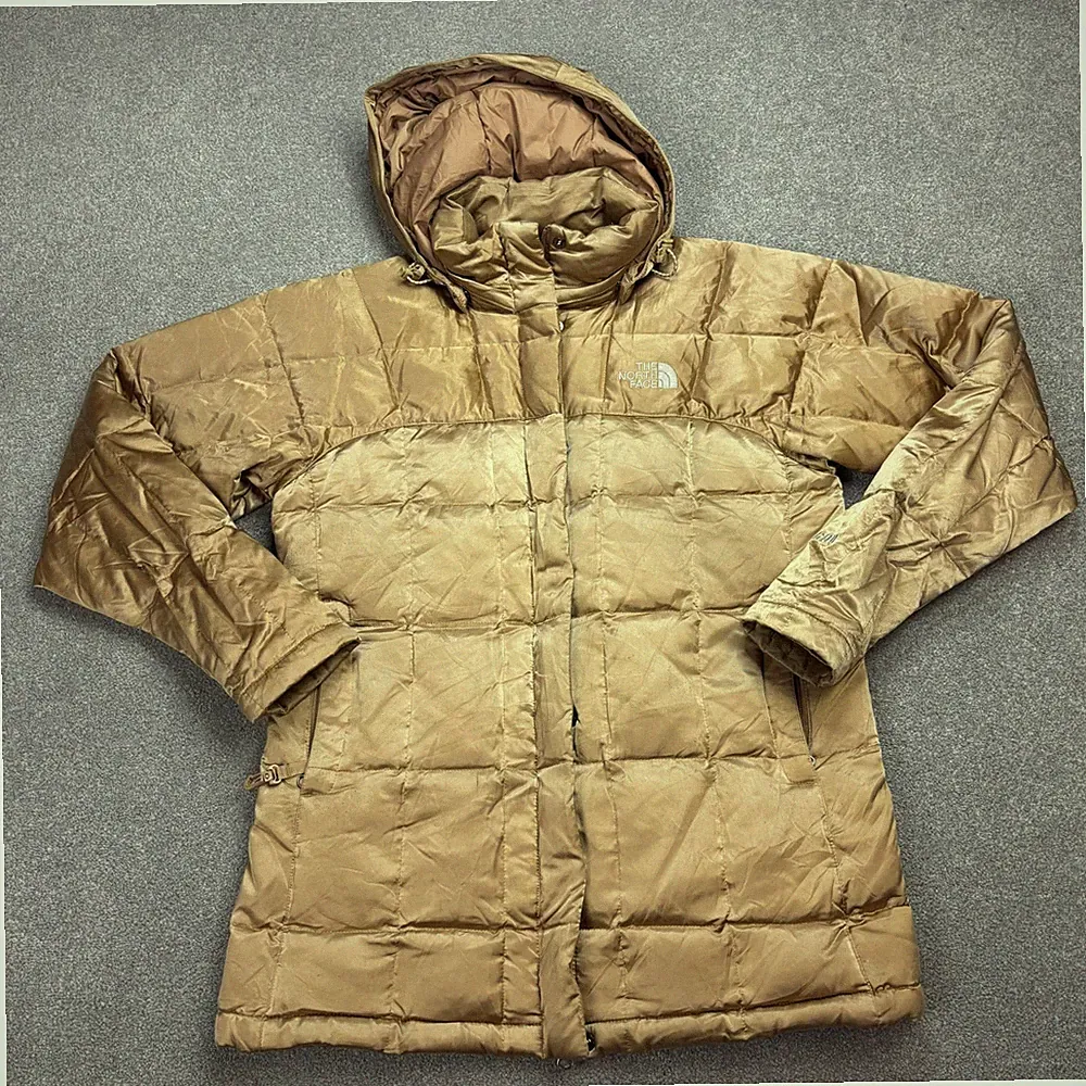 North Face Jacke Damen Small Gold 600 Gänsedaunen Puffer Kapuze Mantel Lady