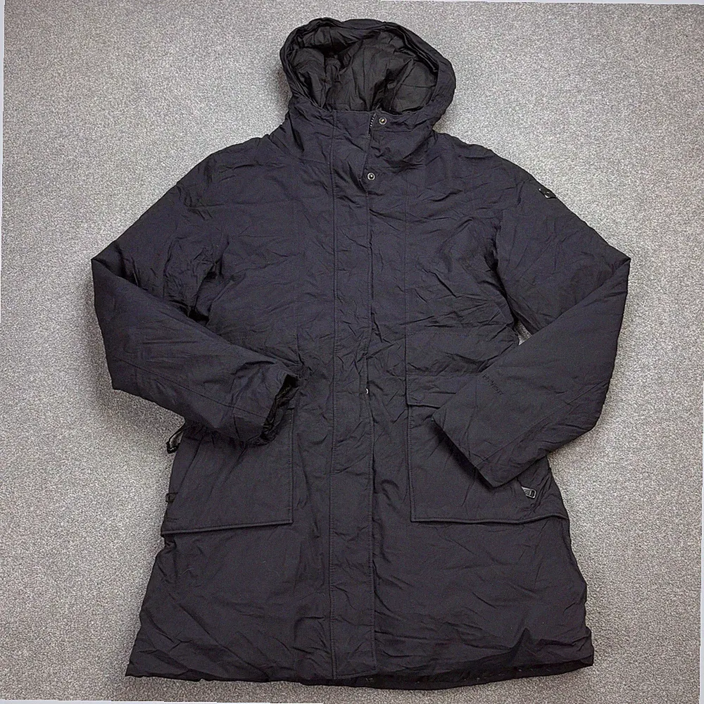 North Face Jacke Damen Small Schwarz Gänsedaunen Hyvent Parka Kapuze Mantel...