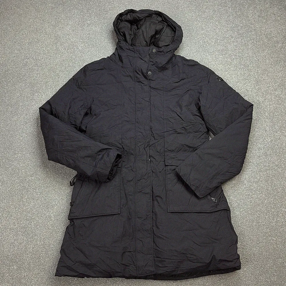 North Face Jacke Damen Small Schwarz Gänsedaunen Hyvent Parka Kapuze Mantel...