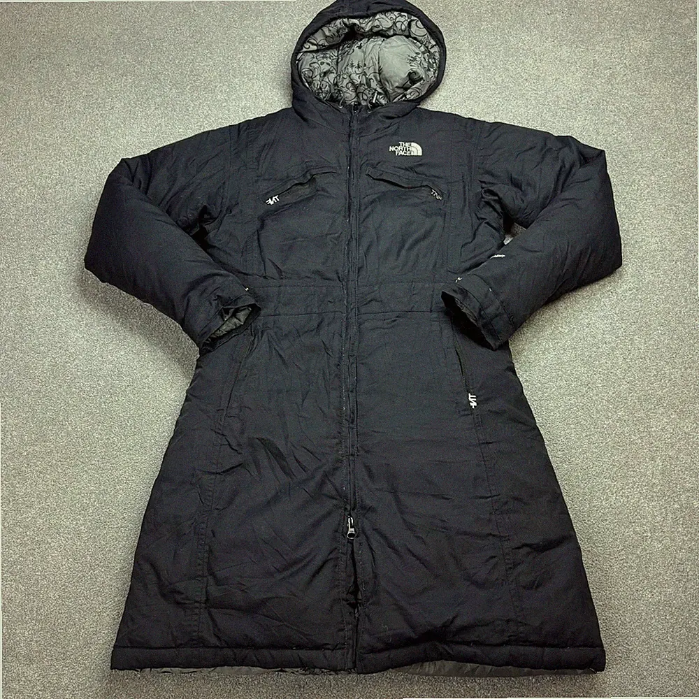 North Face Jacke Damen Small Schwarz Gänsedaunen Hyvent Parka Kapuze Mantel Lady