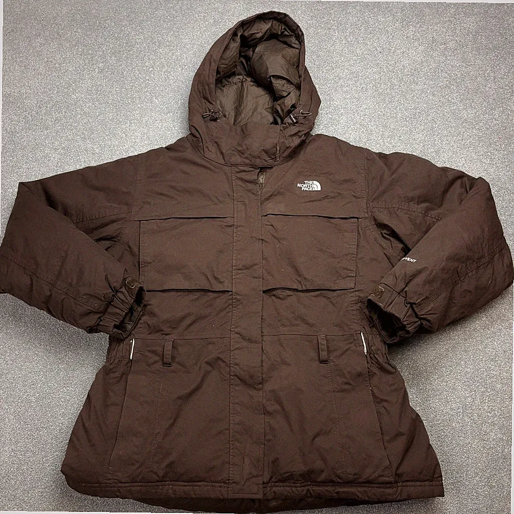 North Face Jacke Damen X Large Braun Gänsedaunen Hyvent Parka Kapuze Mantel L...
