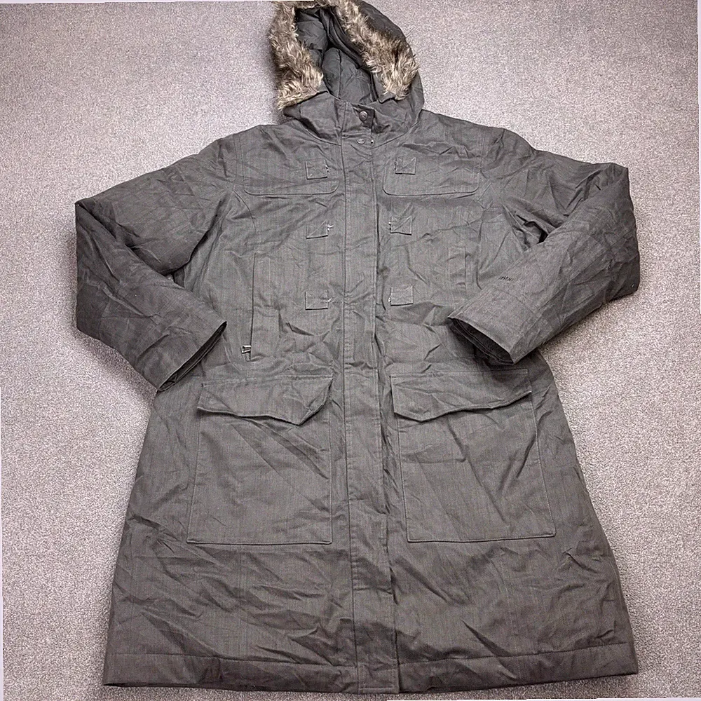 North Face Jacke Damen X Large Grau Gänsedaunen Hyvent Parka Kapuze Mantel Lady