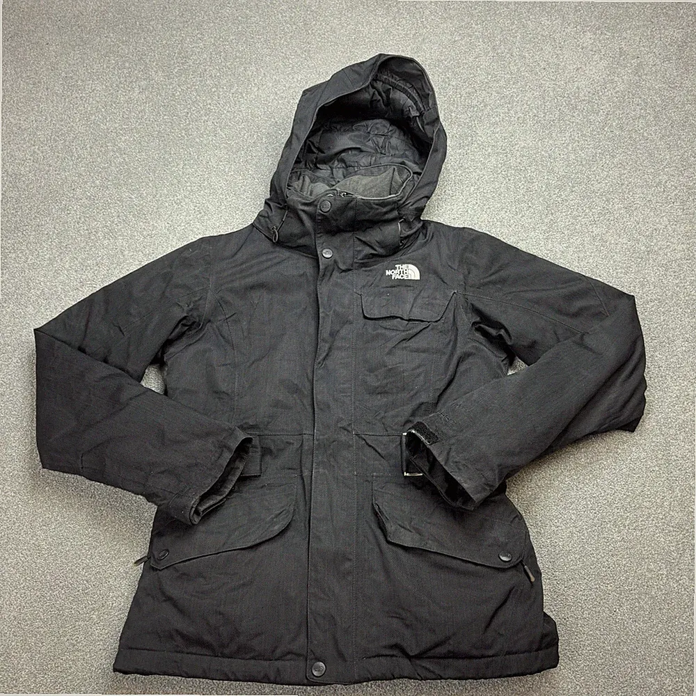 North Face Jacke Damen X Small Schwarz 550 Hyvent Daunen Parka Kapuze Mantel...