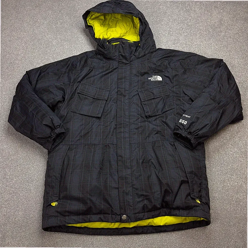 North Face Jacke Kinder X Large Schwarz 550 Gänsedaunen Hyvent Kapuze...
