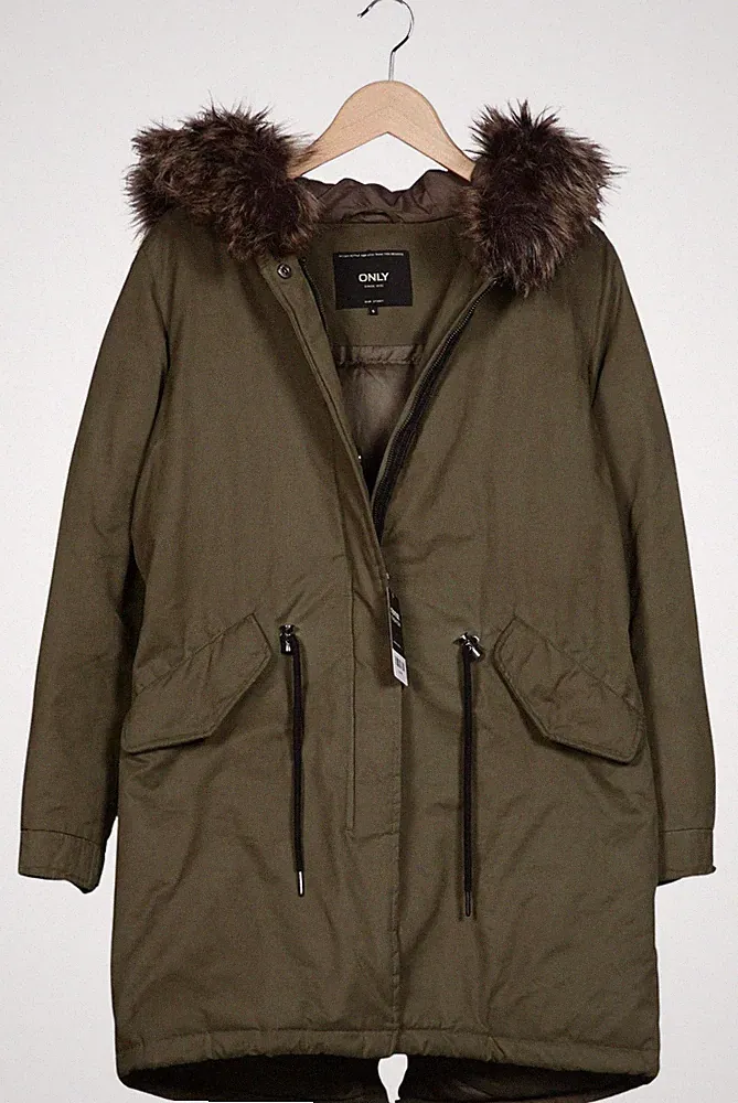 ONLY Mantel Damen Jacke Parka Gr. S Baumwolle Daunen Grün #byuo4hj