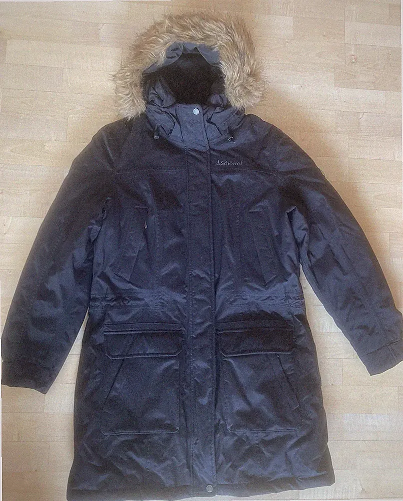 daunenmantel damen lang schwarz