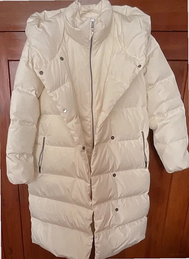Orsay Damen Daunen/Federn Steppmantel Beige , lang Gr. 38 mit Kapuze , Taschen