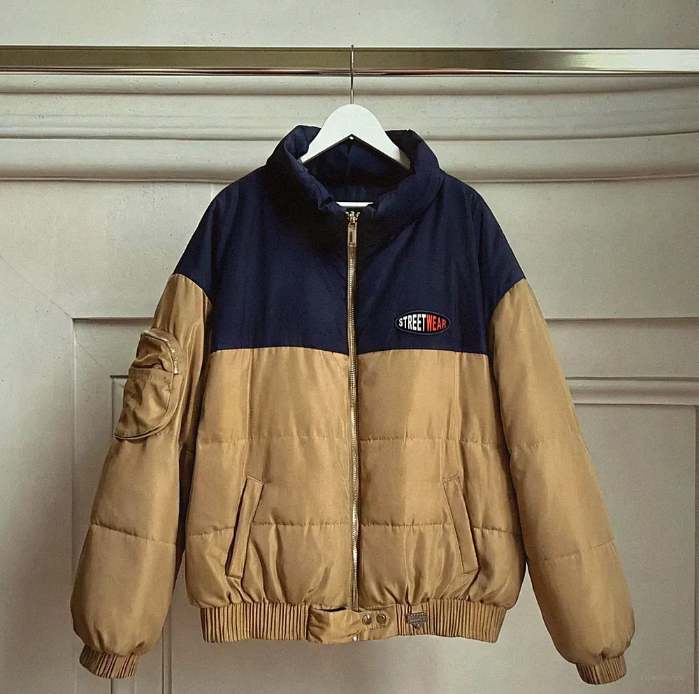 Oversize Wende Entendaunen Puffer Jacke Streetwear Multi-Pocket Mantel