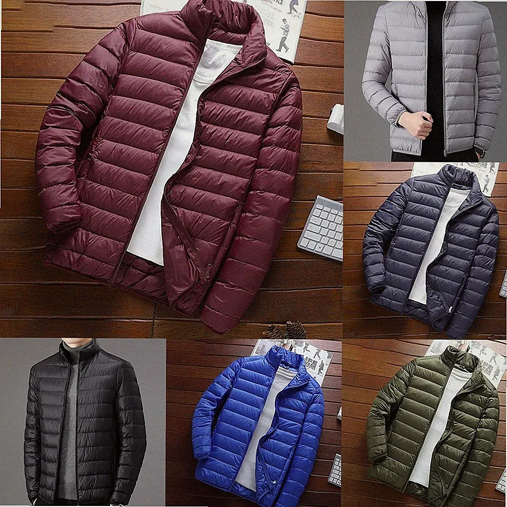 Packbarer Daunen Baumwoll Mantel Jacke mit Einfarbig für Herren Langarm Obertei