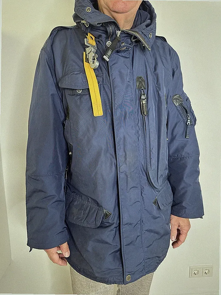 Parajumpers Masterpiece Series Parka Jacke Kurzmantel blau grau Herren L Pelz