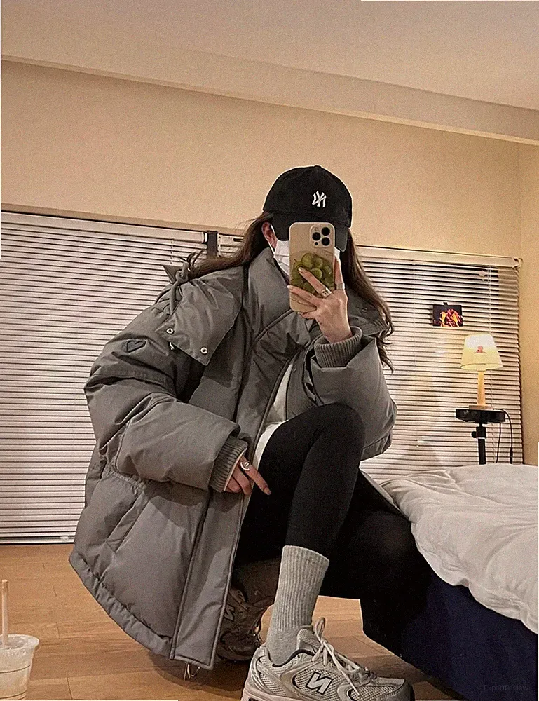 Parka Daunenjacke Bomber Mantel Damen Synthetik Kurz Grau Over 19691