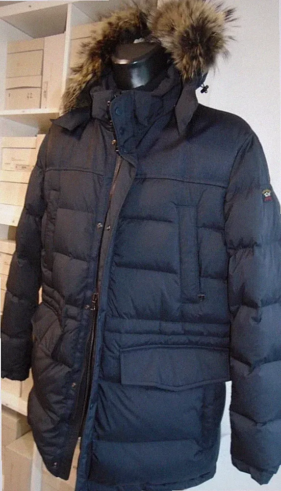 PAUL & SHARK Herren Parka Daunen Jacke Kurzmantel Navy MADE ITALY GRÖßE 56 Xxl